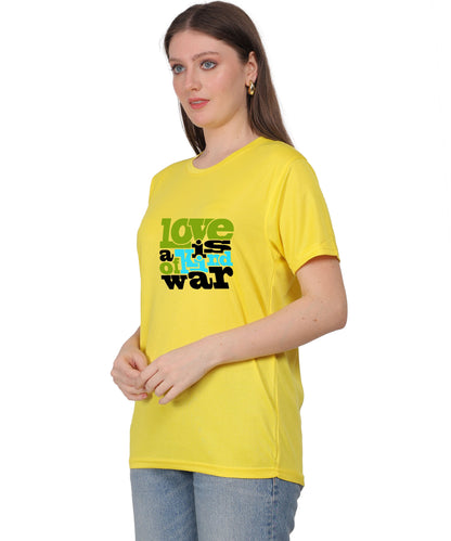 Love is a Kind of War Graphic T-Shirt, Black Cotton Blend, Short Sleeve Crew Neck, Regular Fit