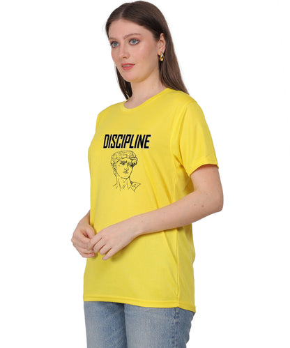 Discipline Graphic Print Cotton T-Shirt, Round Neck, Short Sleeve, Casual Wear