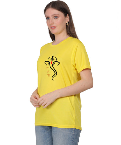 Ganesh Print T-Shirt, Cotton, Round Neck, Short Sleeve, Regular Fit