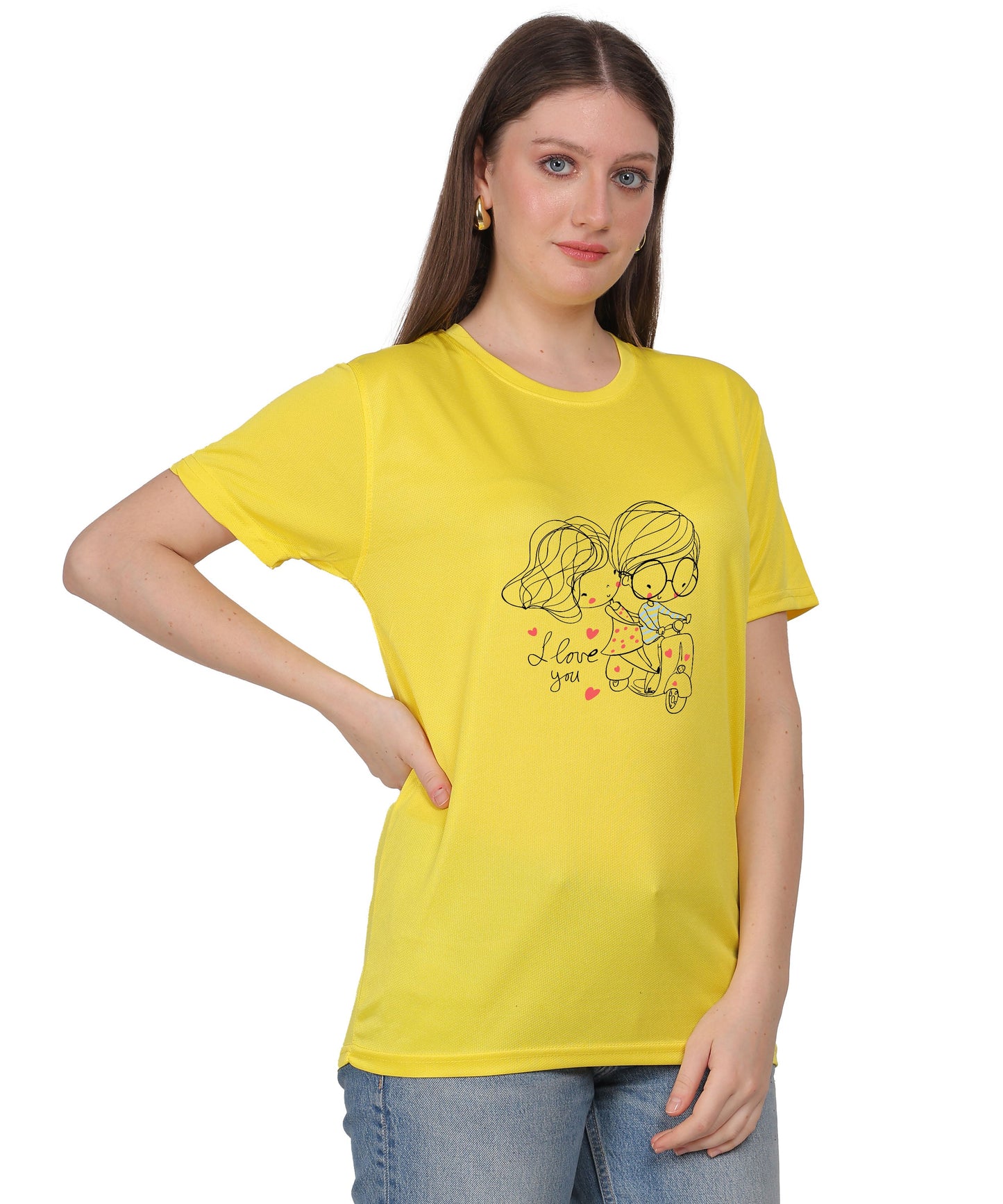 Love Graphic Print Cotton T-Shirt, Black, Round Neck, Short Sleeve, Casual Wear