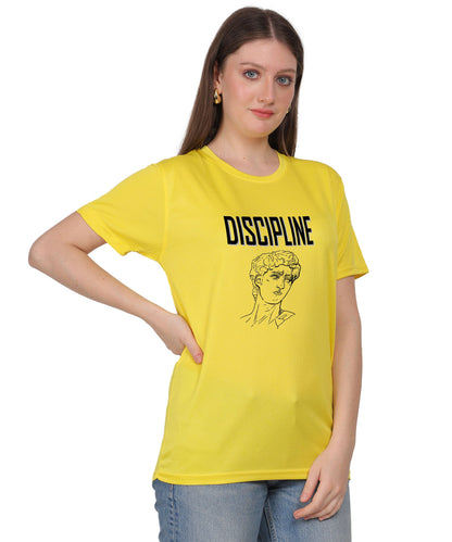 Discipline Graphic Print Cotton T-Shirt, Round Neck, Short Sleeve, Casual Wear