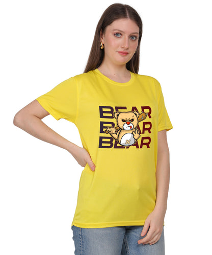 Generic Bear Graphic Print Cotton T-Shirt, Round Neck, Short Sleeve, Casual Wear