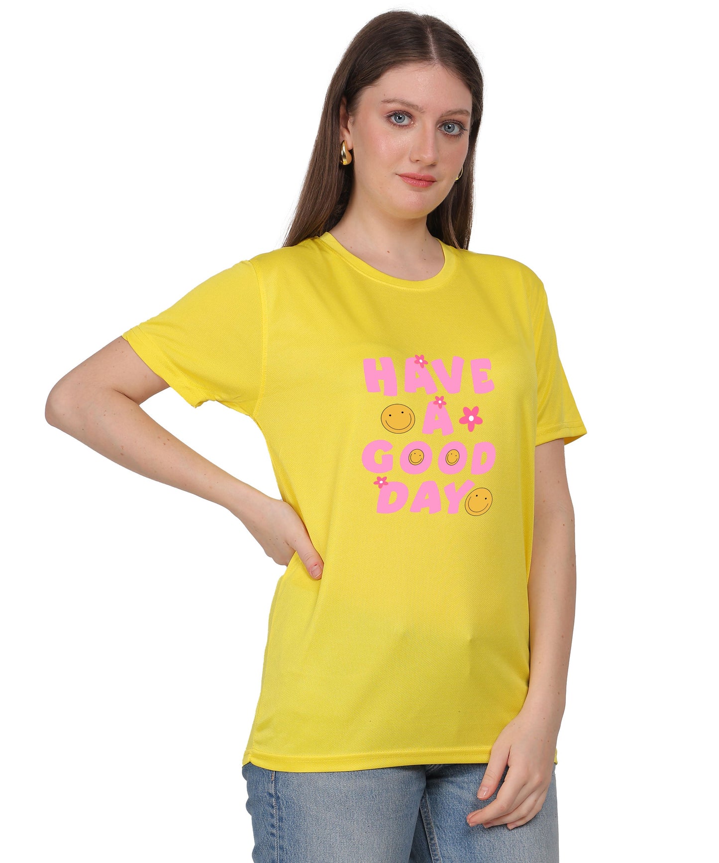 Have a Good Day Graphic Print Cotton T-Shirt, Round Neck, Short Sleeve, Casual Wear