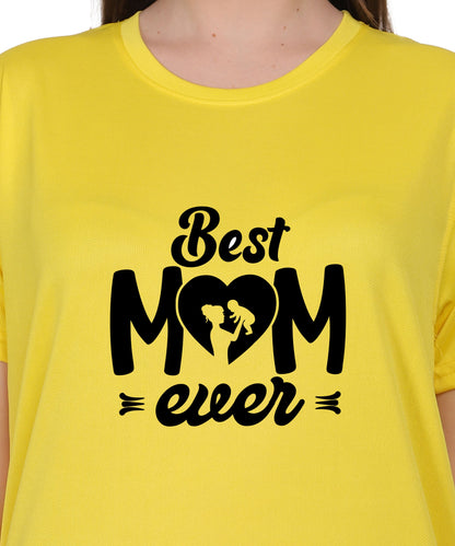 Best Mom Ever Graphic T-Shirt, Black Cotton, Round Neck, Short Sleeve, Regular Fit