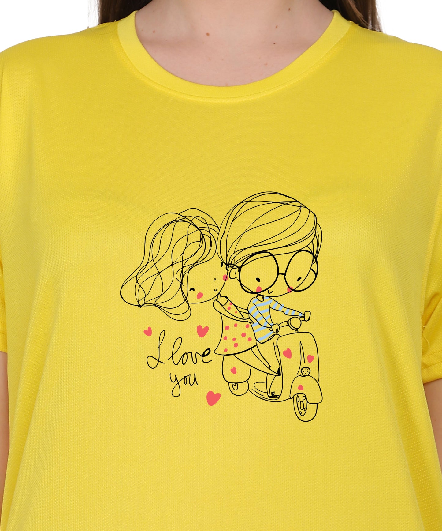 Love Graphic Print Cotton T-Shirt, Black, Round Neck, Short Sleeve, Casual Wear