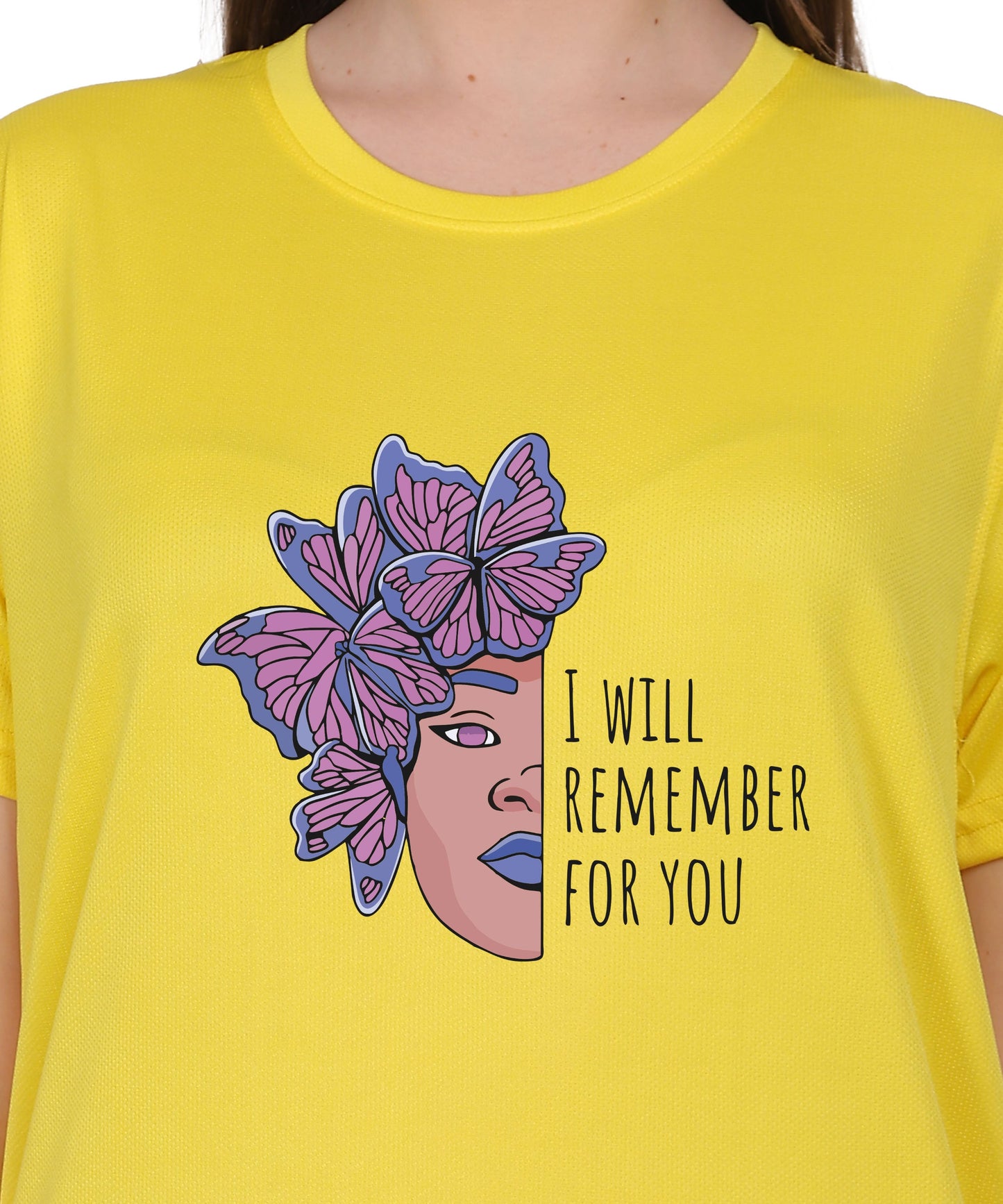 I Will Remember For You Butterfly Design T-Shirt, Black Cotton Blend, Short Sleeve Graphic Tee