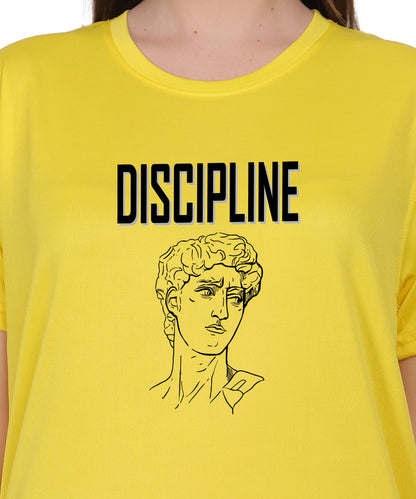 Discipline Graphic Print Cotton T-Shirt, Round Neck, Short Sleeve, Casual Wear