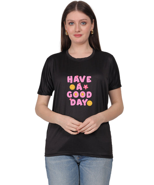 Have a Good Day Graphic Print Cotton T-Shirt, Round Neck, Short Sleeve, Casual Wear