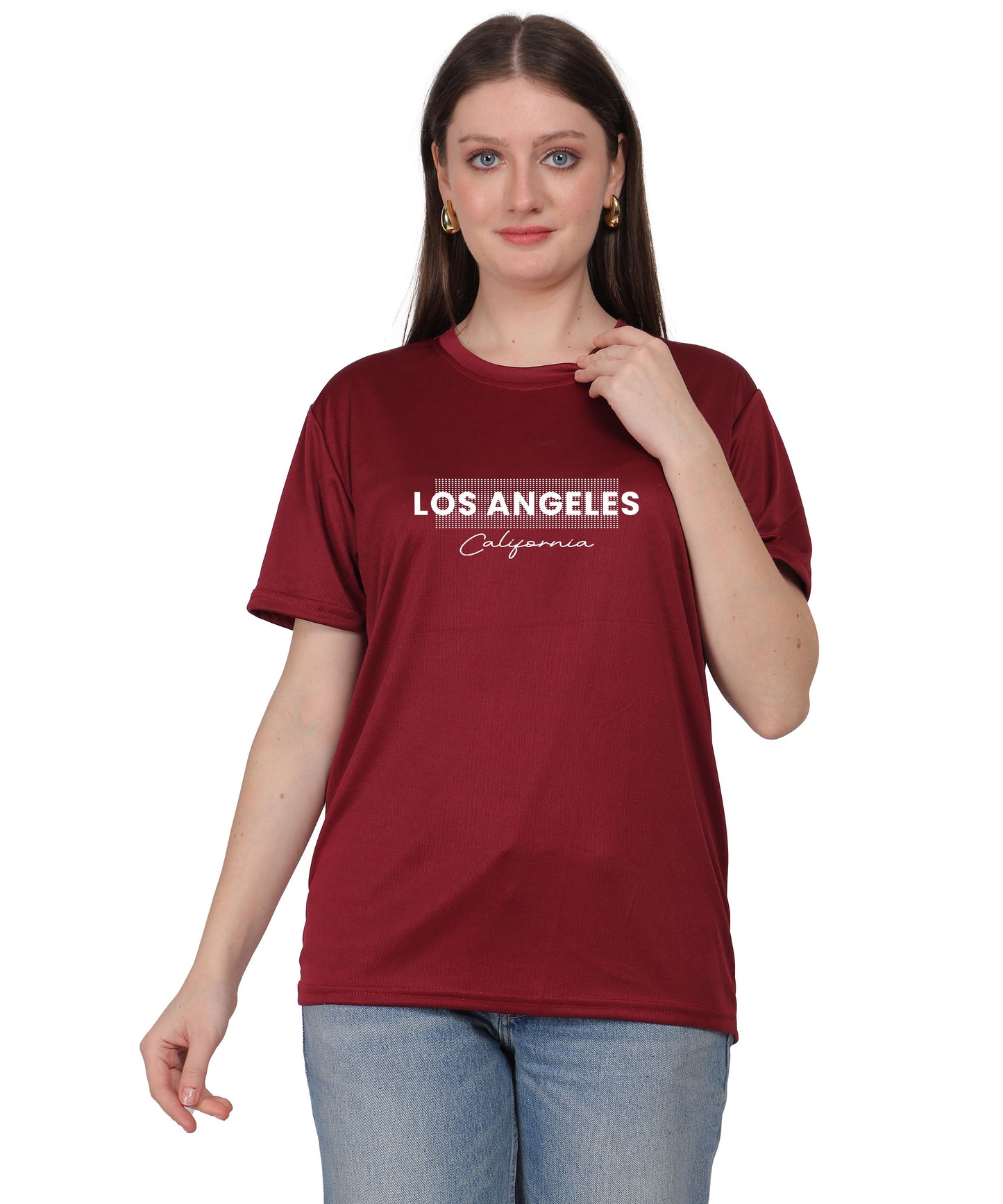 Los Angeles California Typography T-Shirt, Yellow, Cotton, Round Neck, Short Sleeve