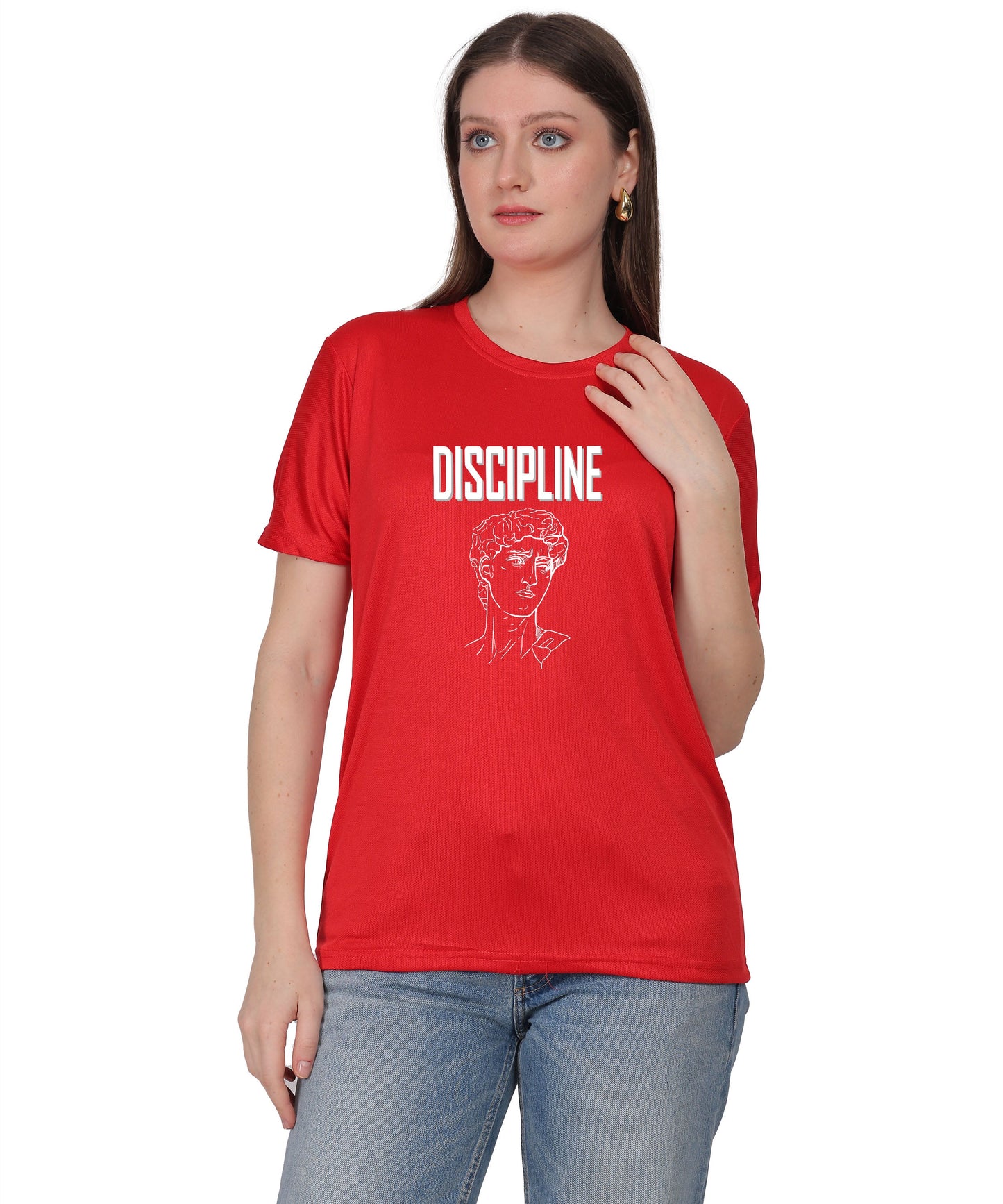 Discipline Graphic Print Cotton T-Shirt, Round Neck, Short Sleeve, Casual Wear