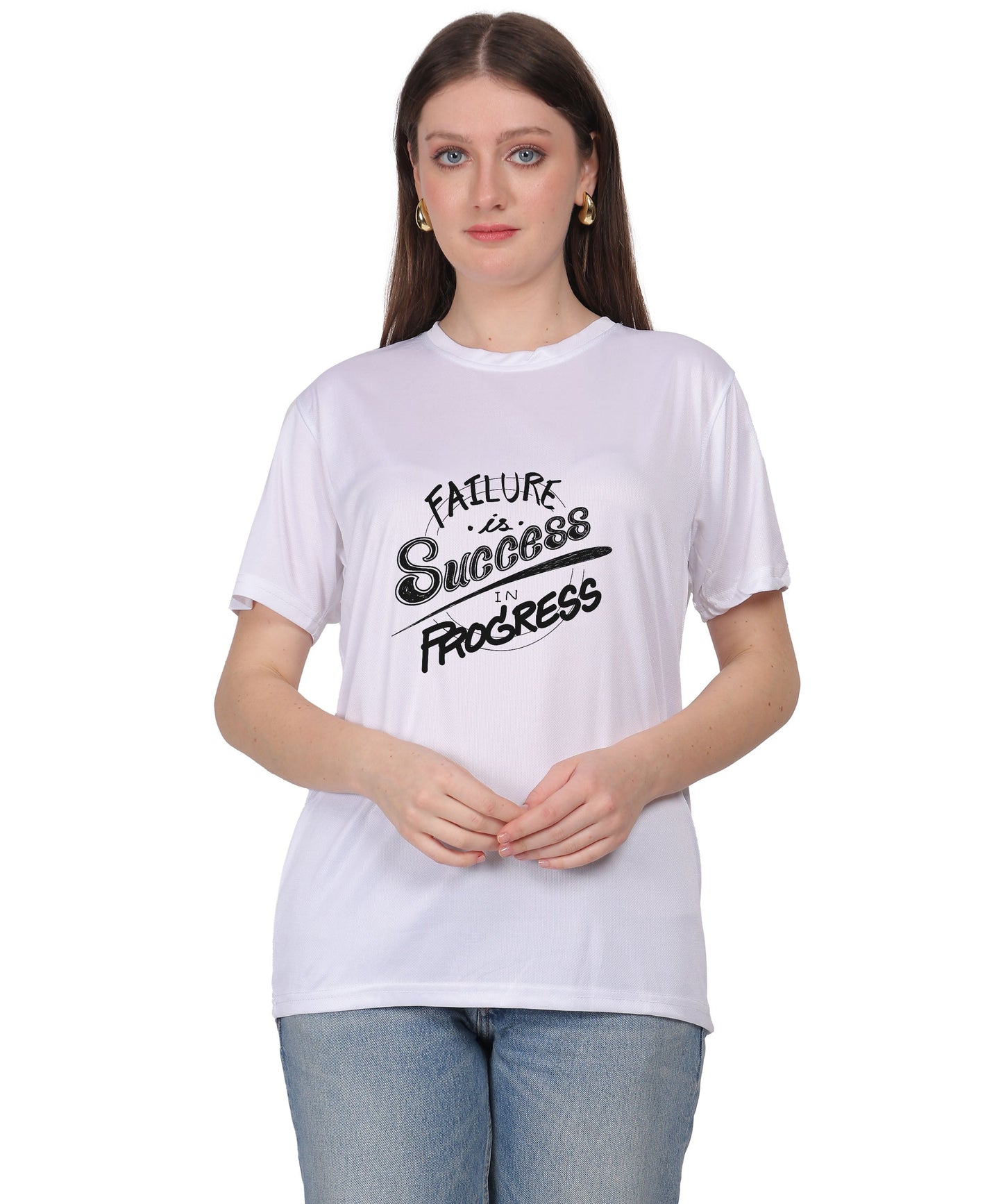 Failure is Success in Progress Graphic T-Shirt, Black Cotton, Round Neck, Short Sleeve