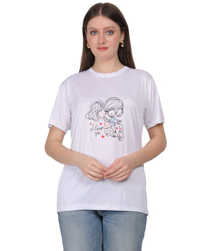 Love Graphic Print Cotton T-Shirt, Black, Round Neck, Short Sleeve, Casual Wear