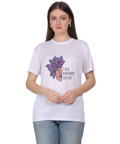 I Will Remember For You Butterfly Design T-Shirt, Black Cotton Blend, Short Sleeve Graphic Tee