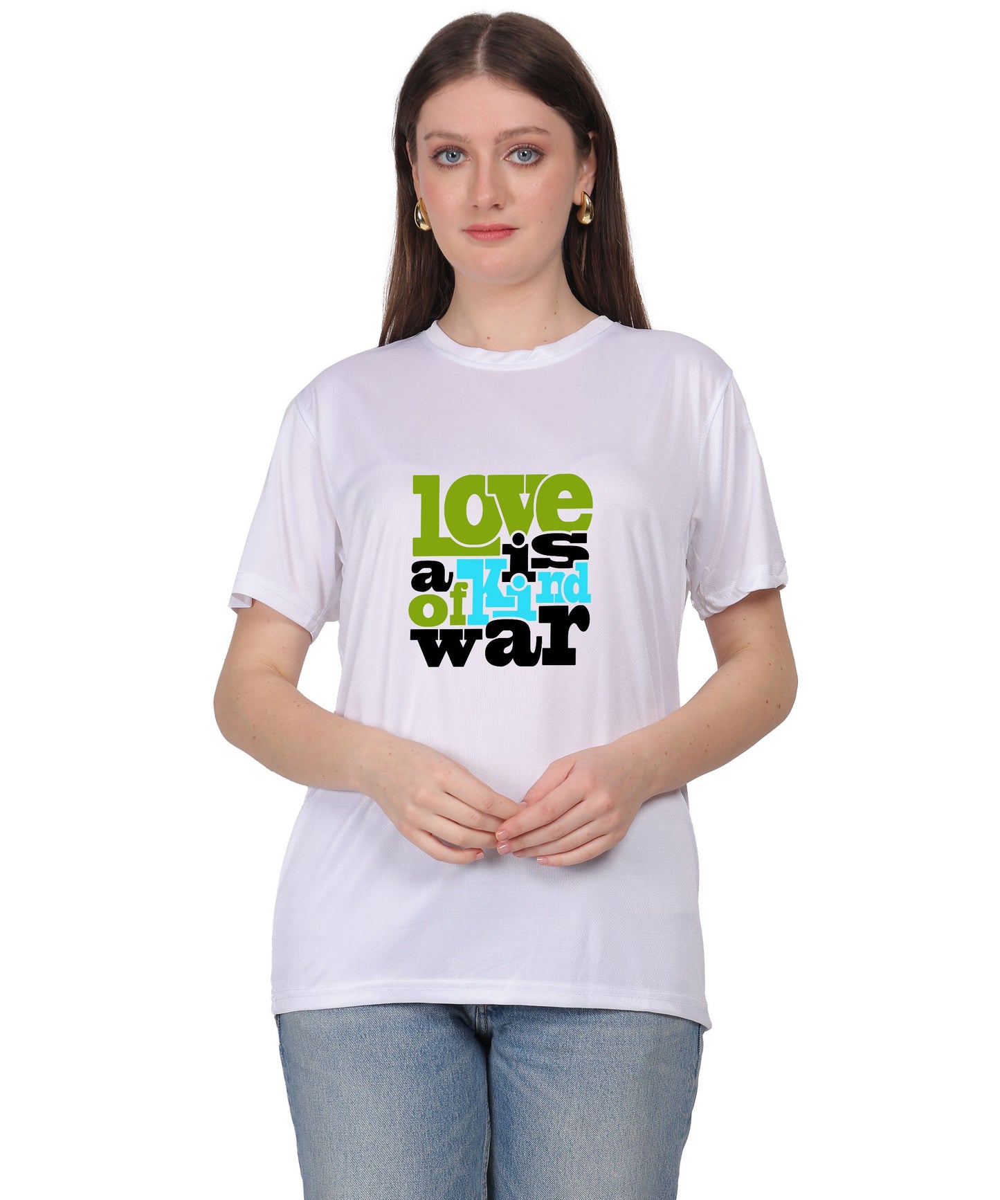Love is a Kind of War Graphic T-Shirt, Black Cotton Blend, Short Sleeve Crew Neck, Regular Fit
