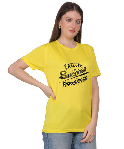 Failure is Success in Progress Graphic T-Shirt, Black Cotton, Round Neck, Short Sleeve