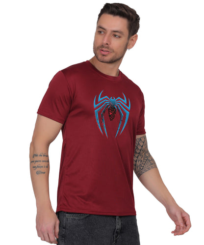 Generic Spider Graphic T-Shirt, Black Cotton, Short Sleeve, Regular Fit, Crew Neck