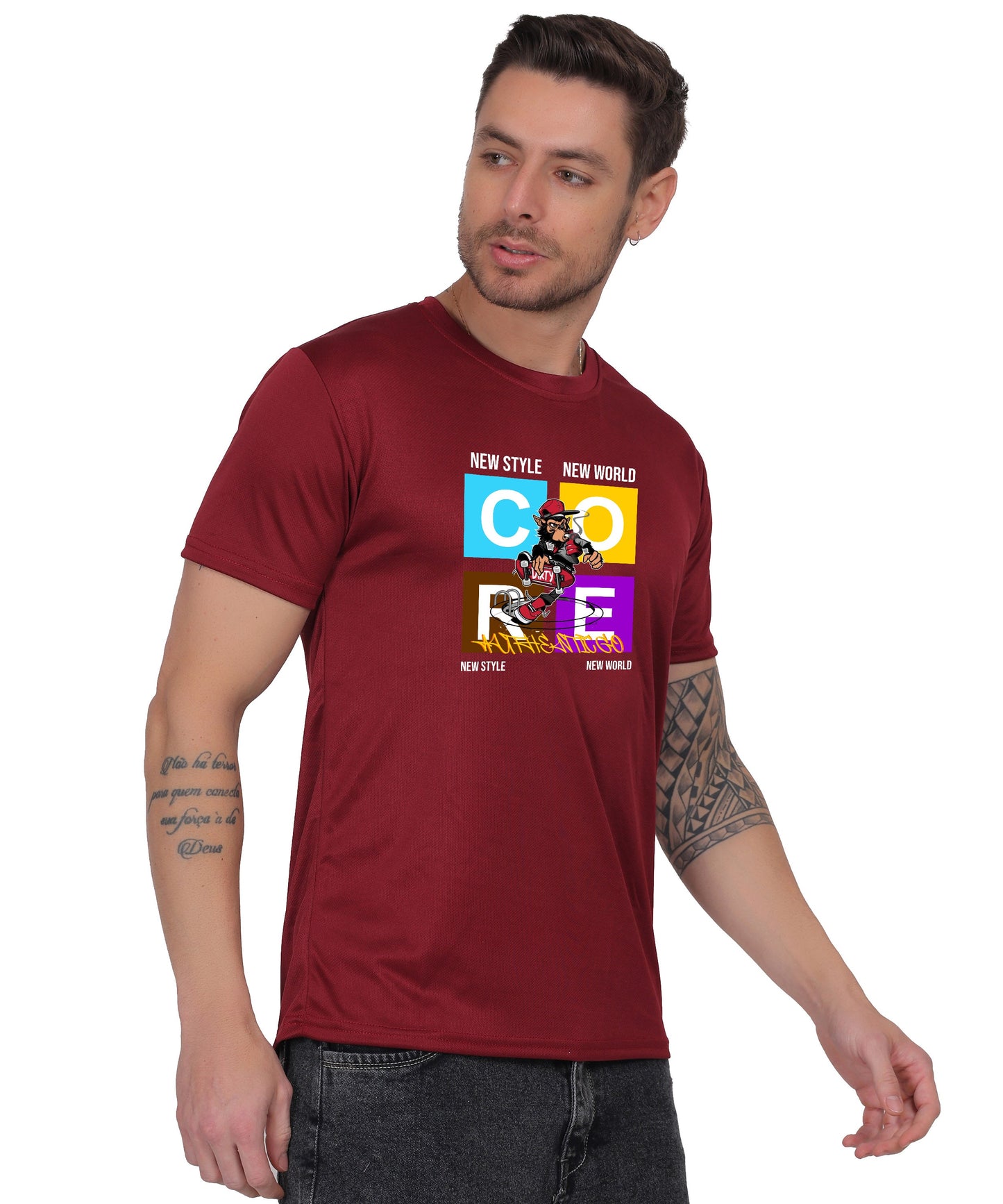 Generic New Style New World Monkey Graphic Cotton T-Shirt, Black, Regular Fit, Short Sleeve, Crew Neck