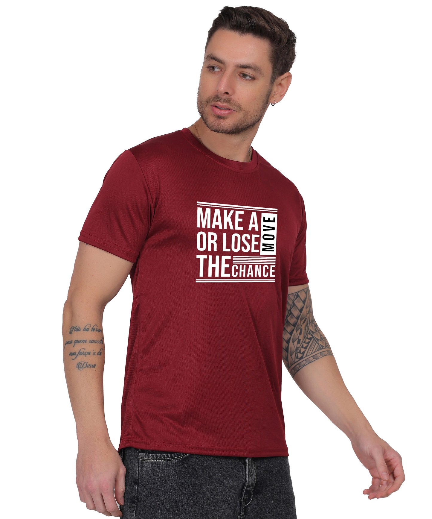 Motivational Graphic T-Shirt, Cotton Blend, Short Sleeve, Regular Fit, Make A Move Design