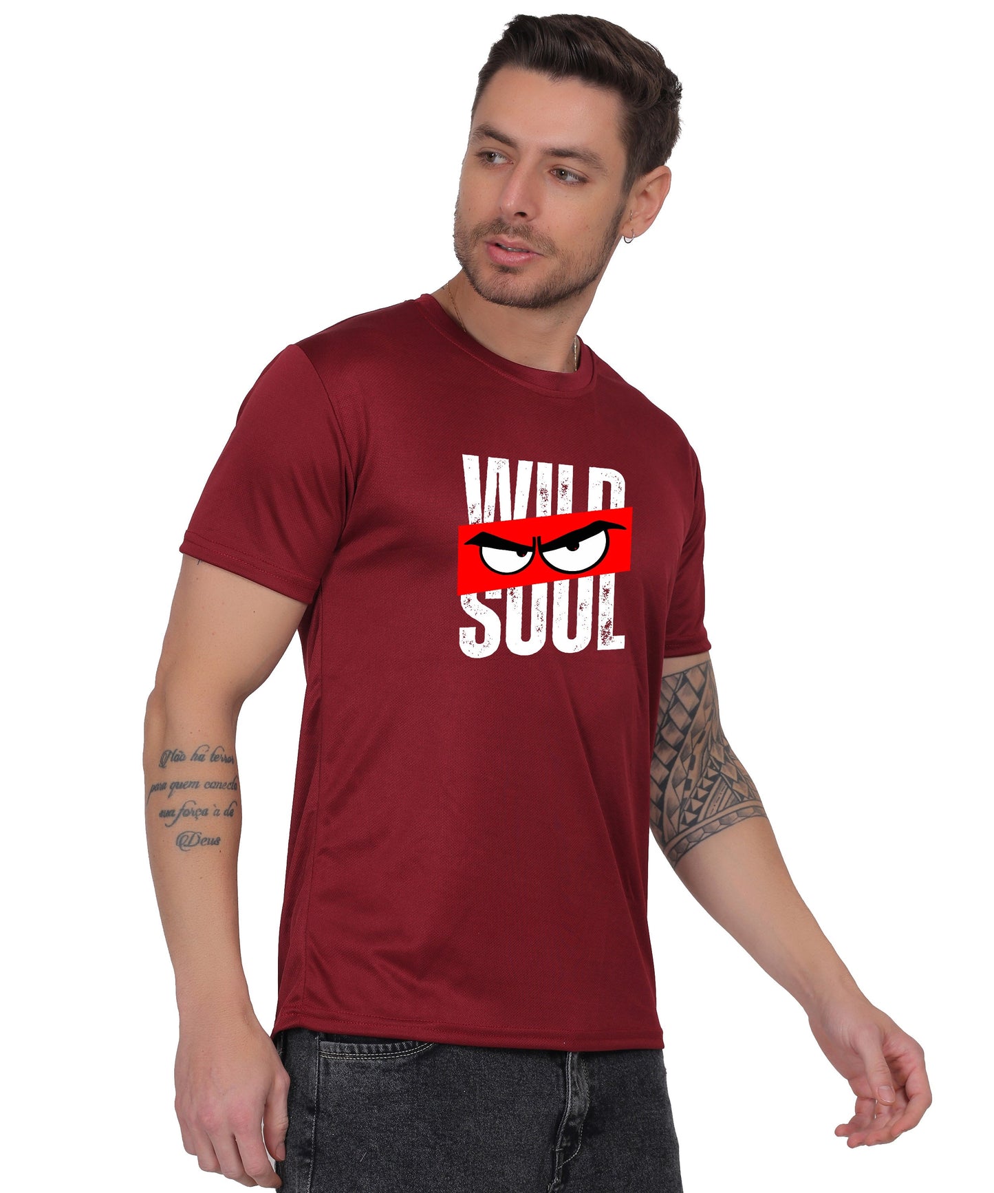 Graphic Print T-Shirt, Cotton, Angry Eyes Design