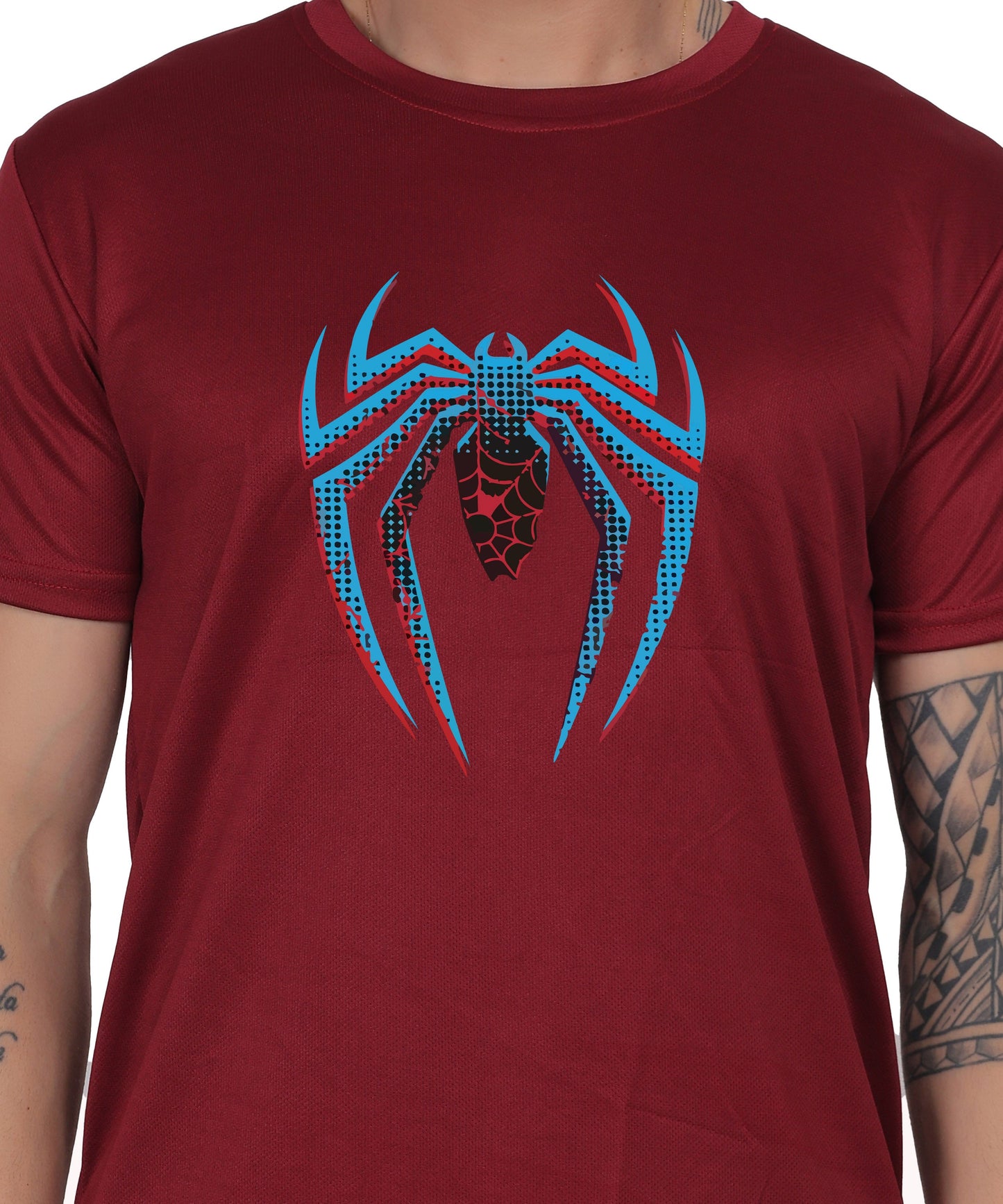 Generic Spider Graphic T-Shirt, Black Cotton, Short Sleeve, Regular Fit, Crew Neck