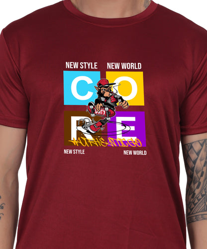 Generic New Style New World Monkey Graphic Cotton T-Shirt, Black, Regular Fit, Short Sleeve, Crew Neck