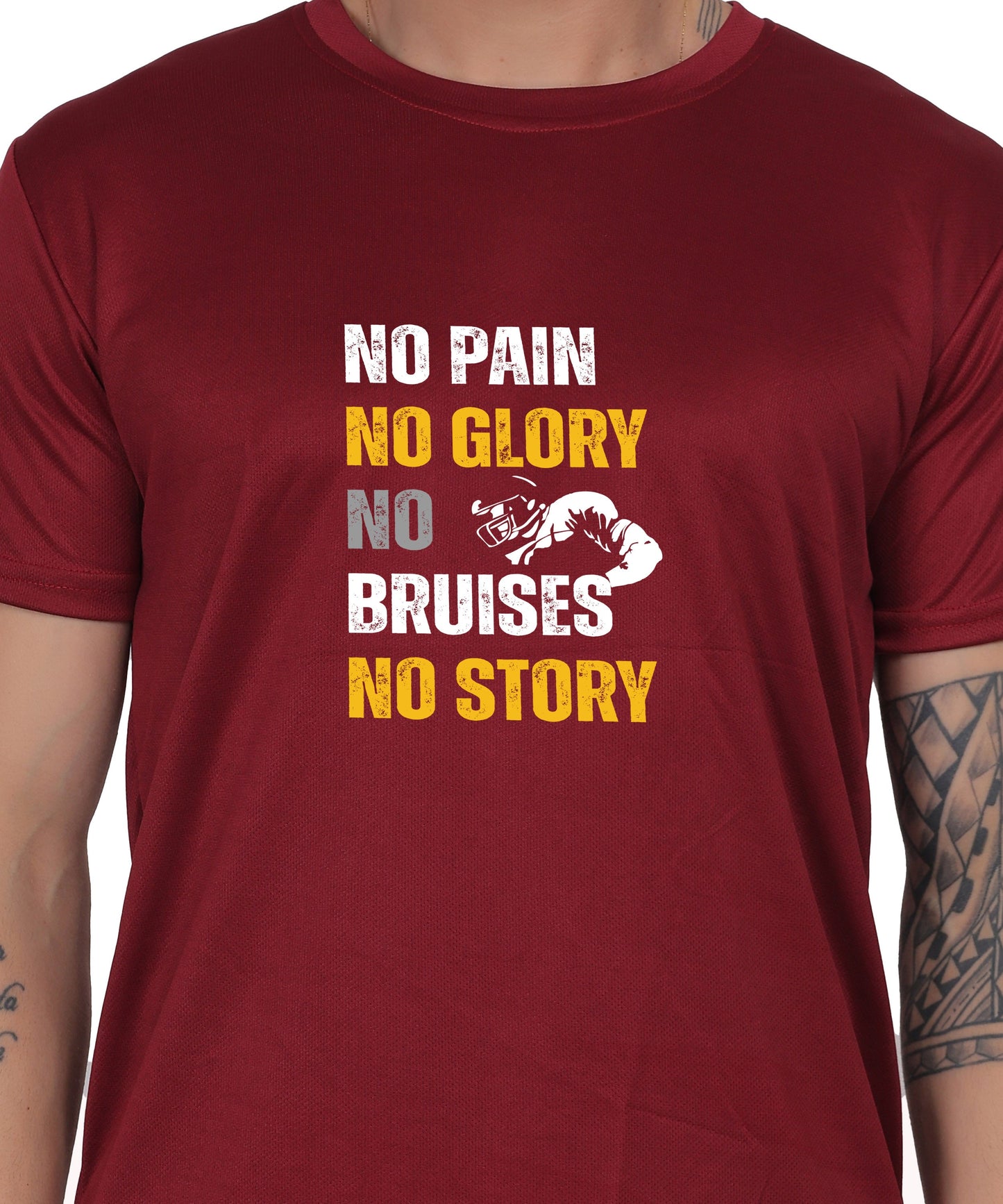 No Pain No Glory Soccer T-Shirt, Red, Short Sleeve Graphic Design, Athletic Casual Wear