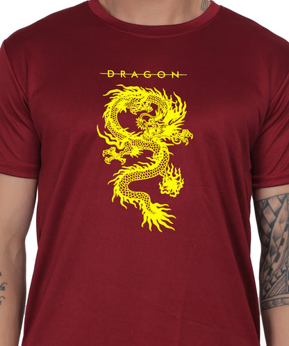 Dragon Graphic Print Cotton T-Shirt, Short Sleeve, Crew Neck, Casual Wear