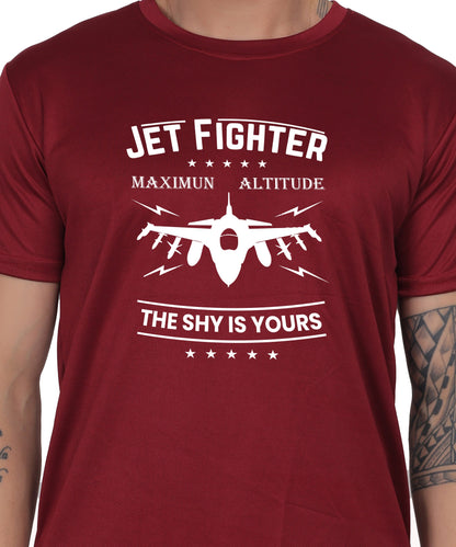 Jet Fighter Graphic T-Shirt, Maximum Altitude Design, Short Sleeve, Casual Wear