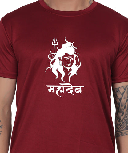 Mahadev Graphic Print Cotton T-Shirt, Round Neck, Short Sleeve