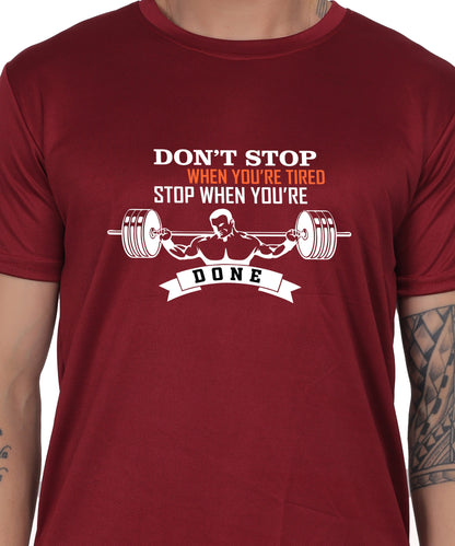 Motivational Gym Workout T-Shirt, Cotton, Short Sleeve, Regular Fit, Barbell Design