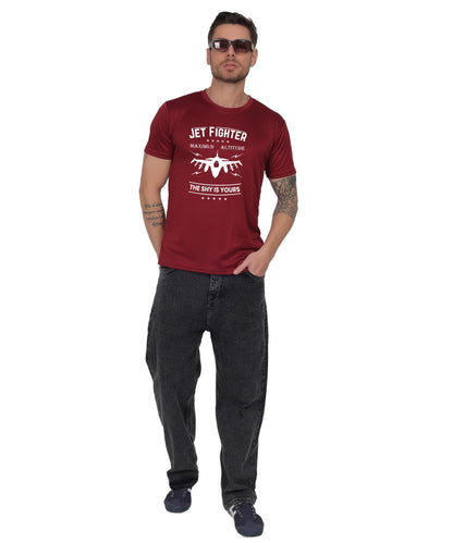 Jet Fighter Graphic T-Shirt, Maximum Altitude Design, Short Sleeve, Casual Wear