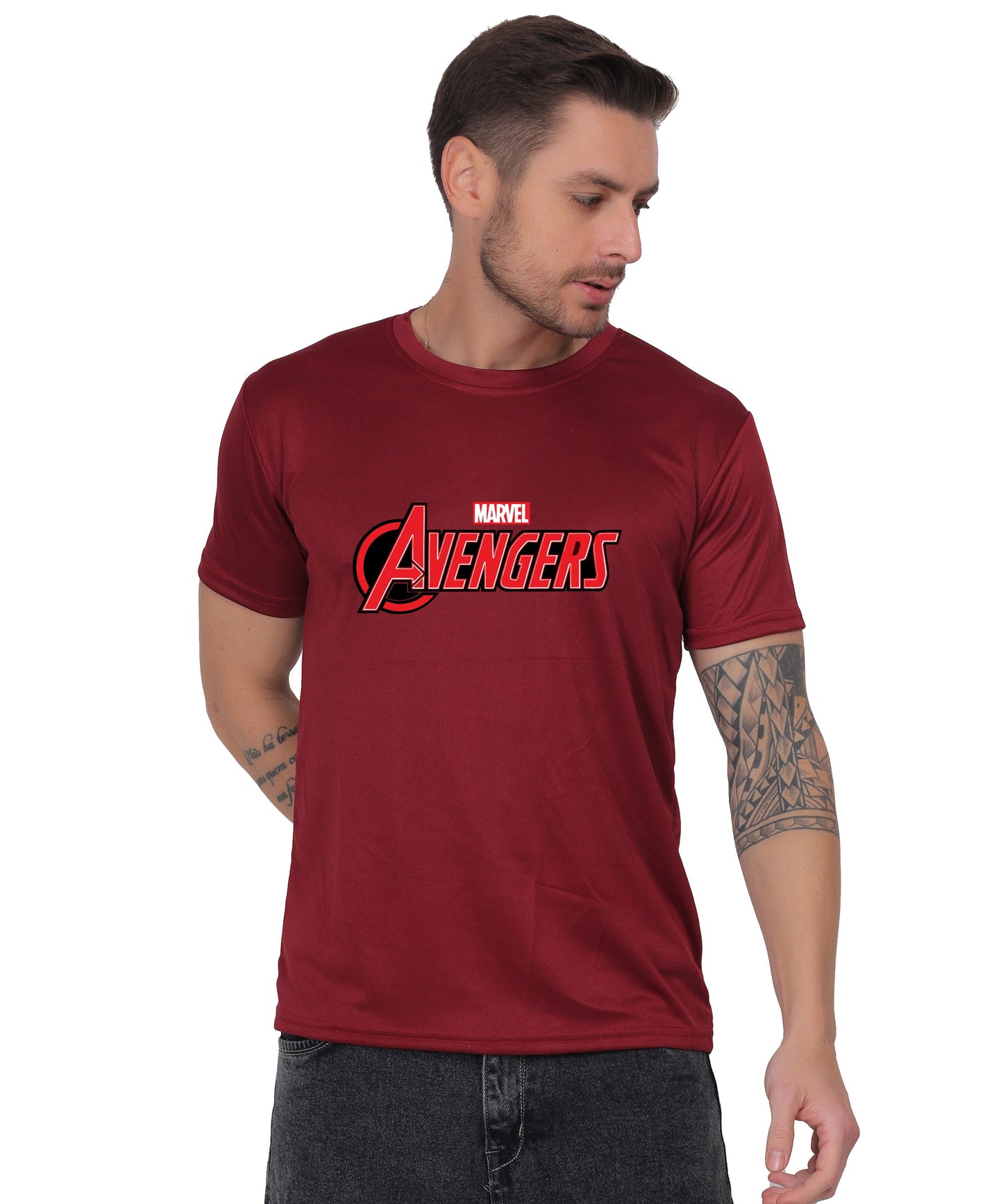 Avengers Graphic Print Cotton T-Shirt, Black, Round Neck, Short Sleeve, Casual Wear
