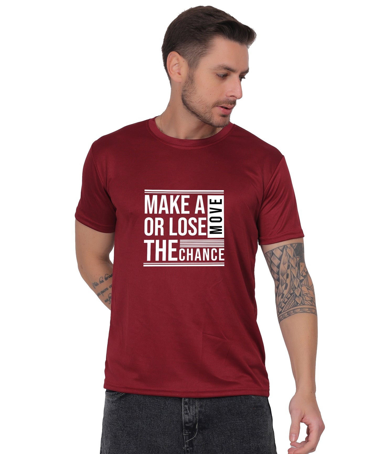 Motivational Graphic T-Shirt, Cotton Blend, Short Sleeve, Regular Fit, Make A Move Design