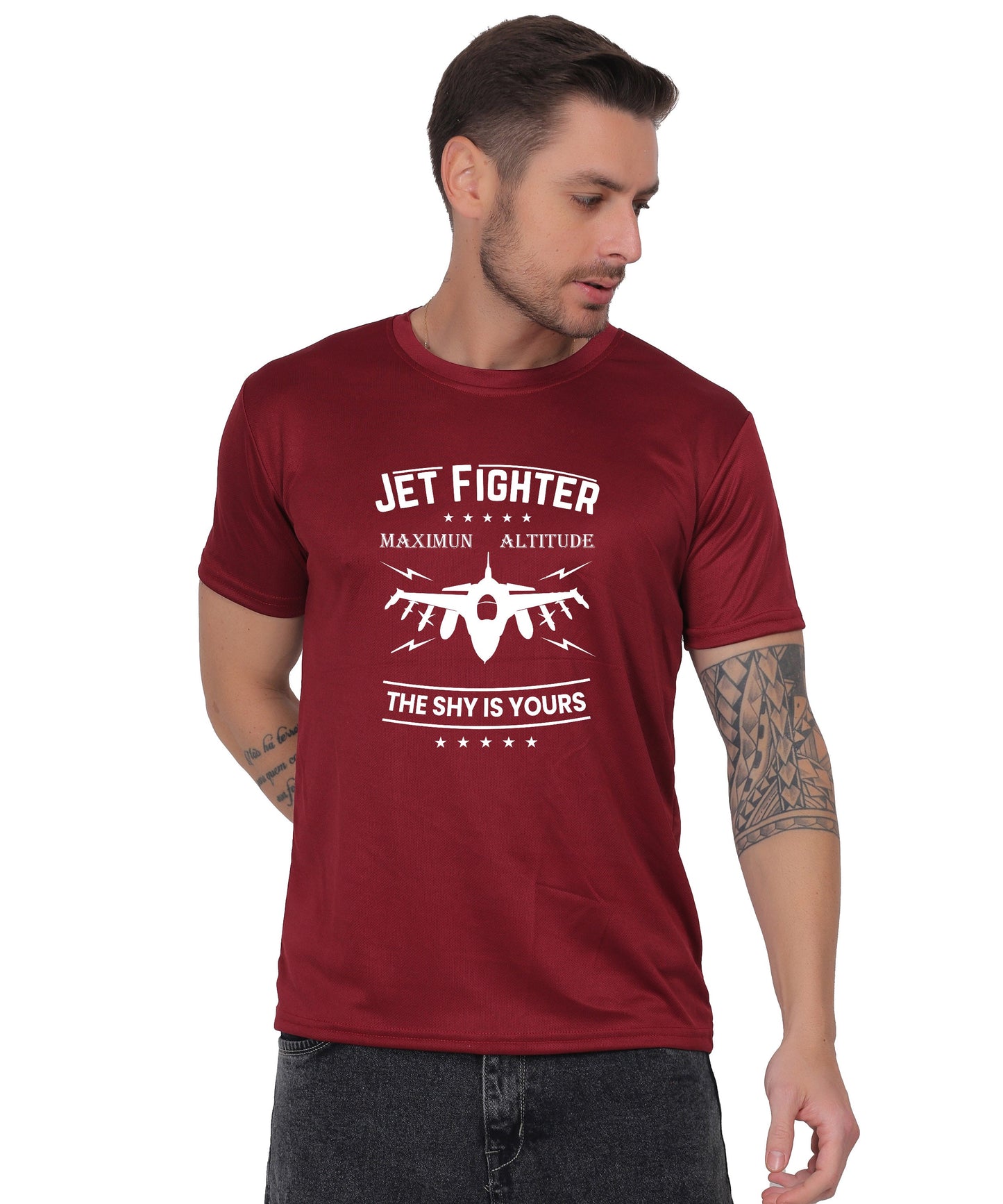 Jet Fighter Graphic T-Shirt, Maximum Altitude Design, Short Sleeve, Casual Wear