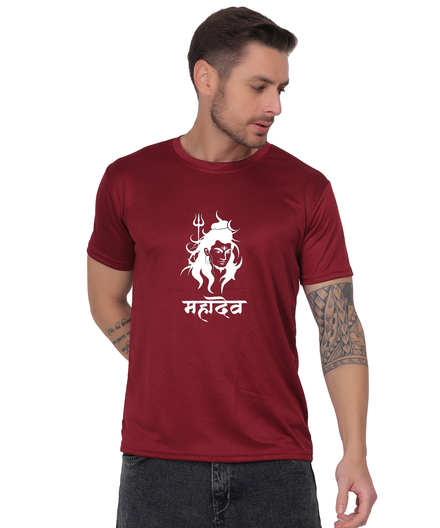 Mahadev Graphic Print Cotton T-Shirt, Round Neck, Short Sleeve