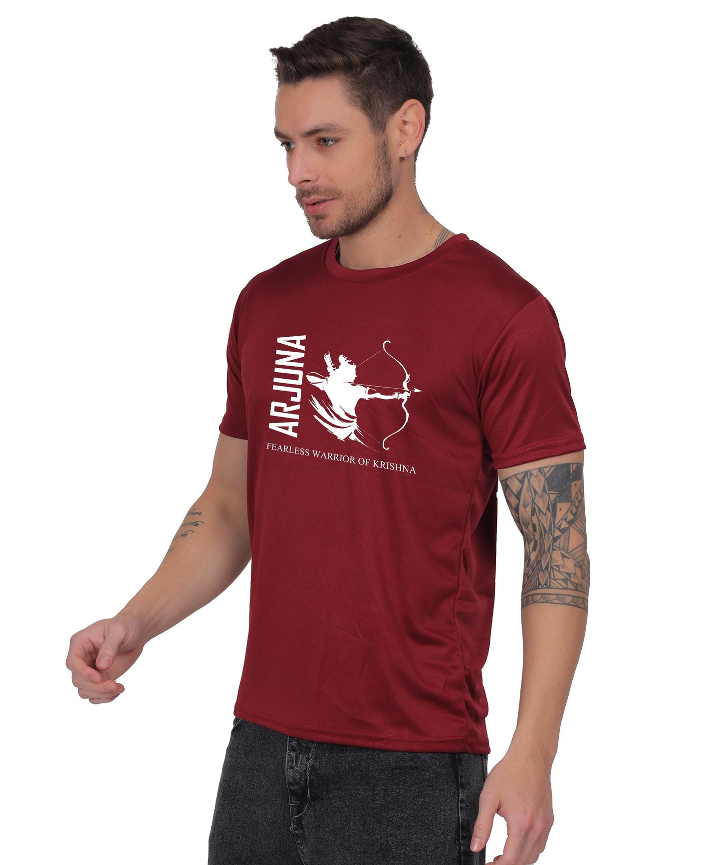 Arjuna Warrior of Krishna Graphic T-Shirt, Cotton, Short Sleeve, Round Neck