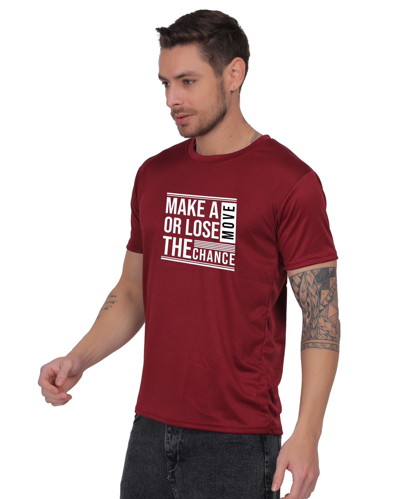 Motivational Graphic T-Shirt, Cotton Blend, Short Sleeve, Regular Fit, Make A Move Design