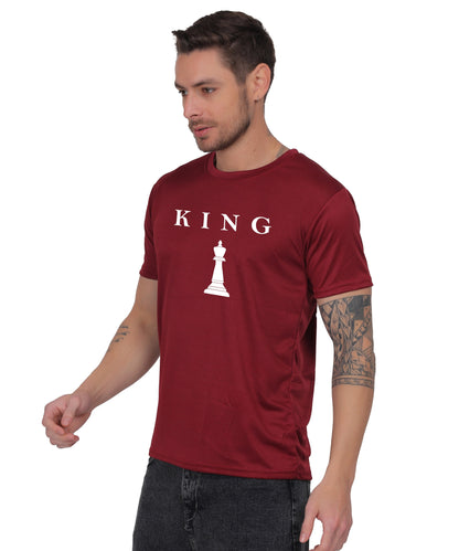 Chess King Graphic Print T-Shirt, Cotton, Round Neck, Short Sleeve, Regular Fit, Casual Wear