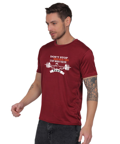 Motivational Gym Workout T-Shirt, Cotton, Short Sleeve, Regular Fit, Barbell Design