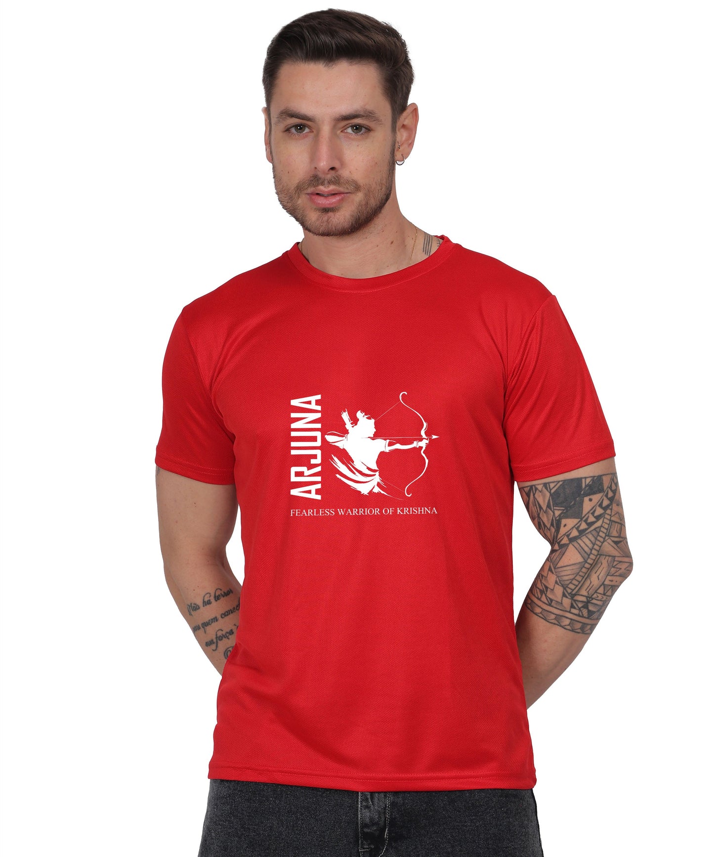 Arjuna Warrior of Krishna Graphic T-Shirt, Cotton, Short Sleeve, Round Neck