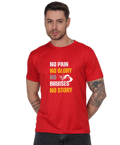 No Pain No Glory Soccer T-Shirt, Red, Short Sleeve Graphic Design, Athletic Casual Wear