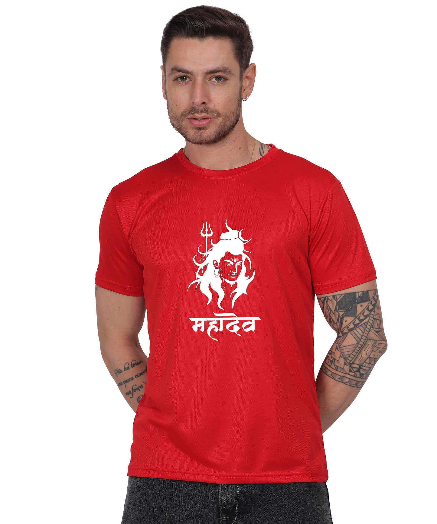 Mahadev Graphic Print Cotton T-Shirt, Round Neck, Short Sleeve