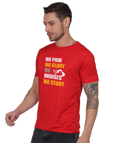 No Pain No Glory Soccer T-Shirt, Red, Short Sleeve Graphic Design, Athletic Casual Wear
