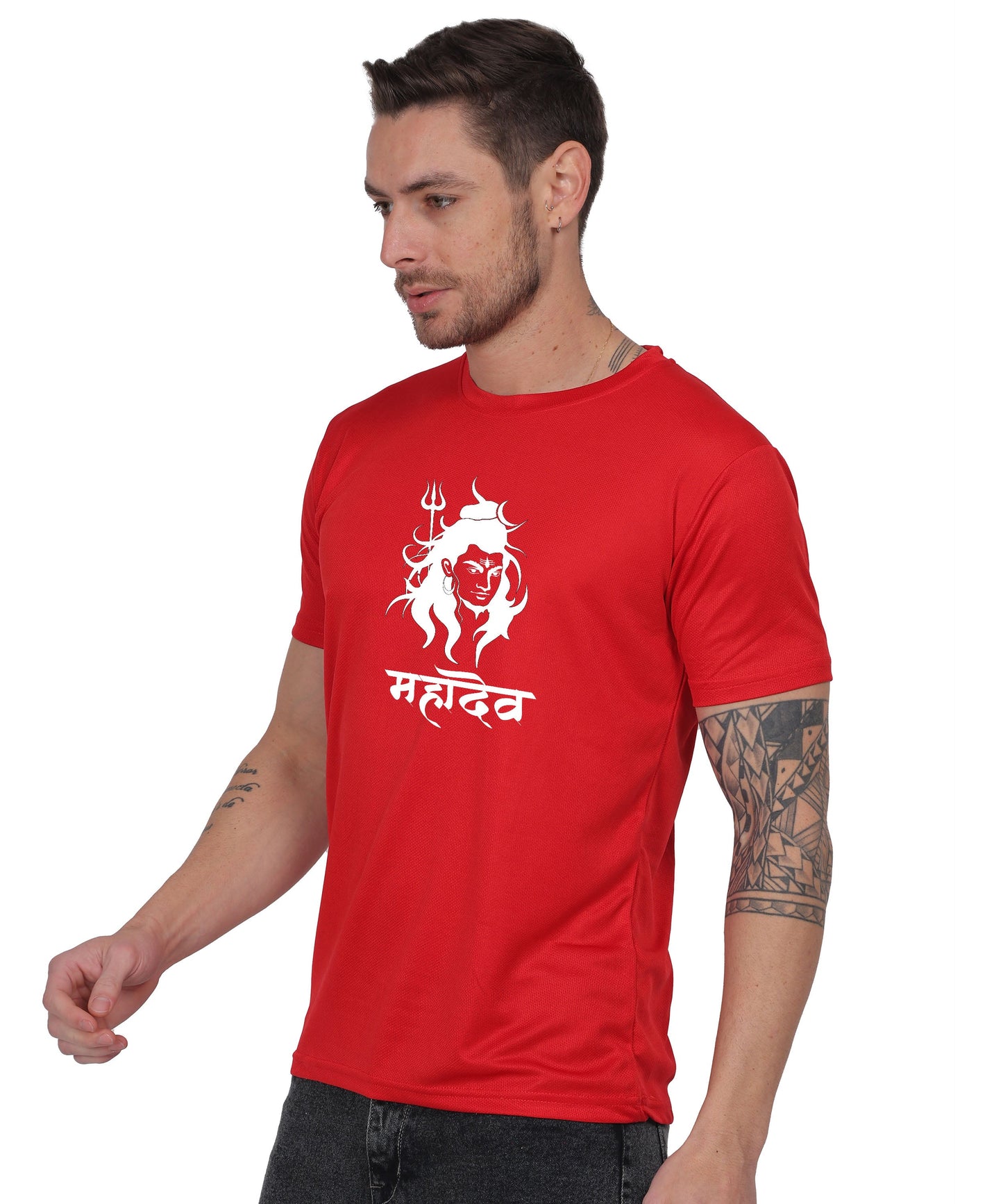 Mahadev Graphic Print Cotton T-Shirt, Round Neck, Short Sleeve