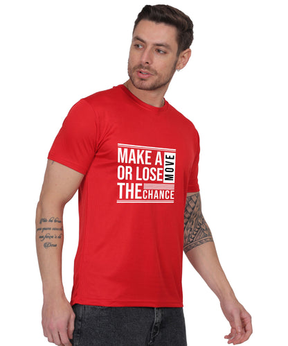 Motivational Graphic T-Shirt, Cotton Blend, Short Sleeve, Regular Fit, Make A Move Design