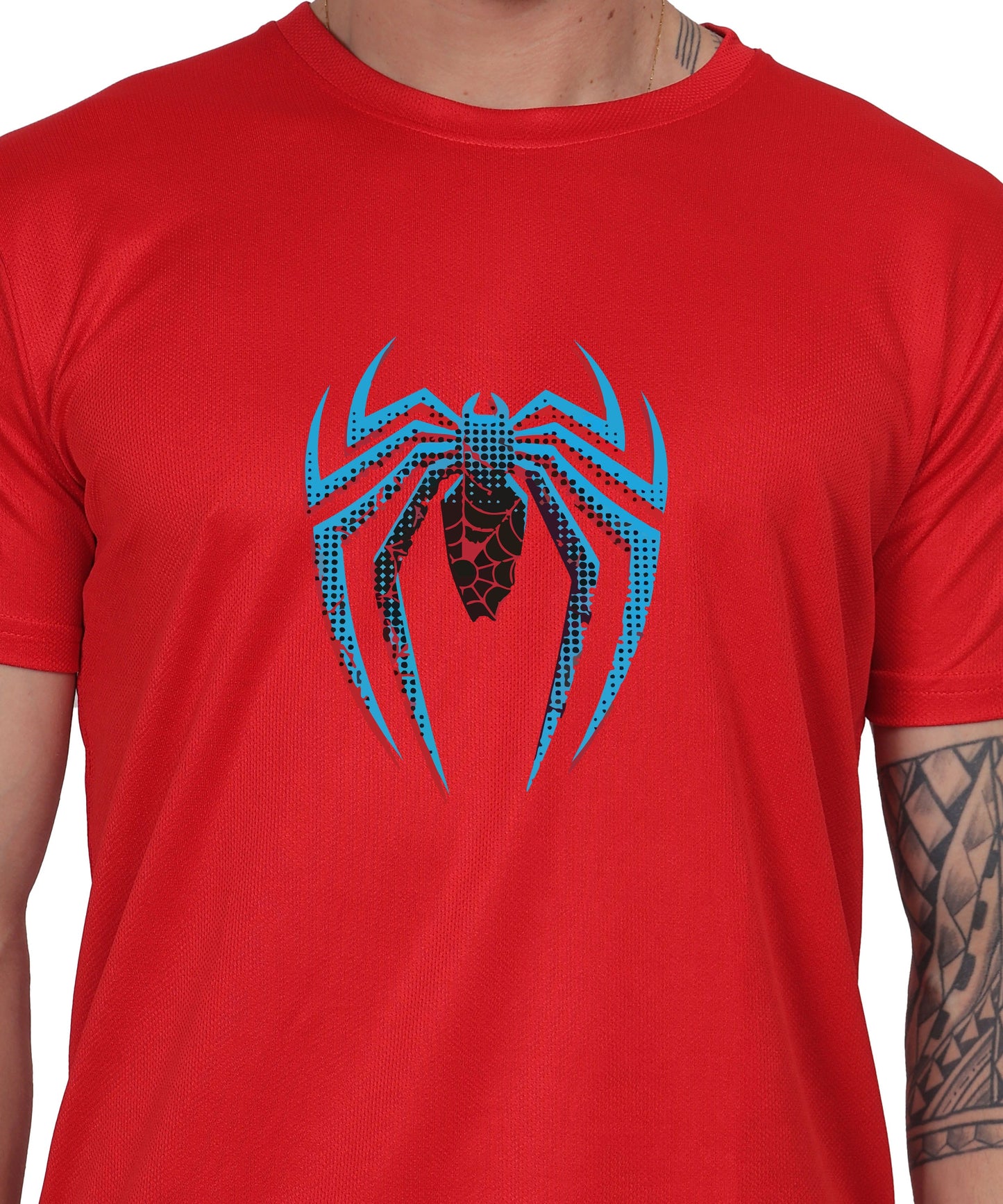 Generic Spider Graphic T-Shirt, Black Cotton, Short Sleeve, Regular Fit, Crew Neck