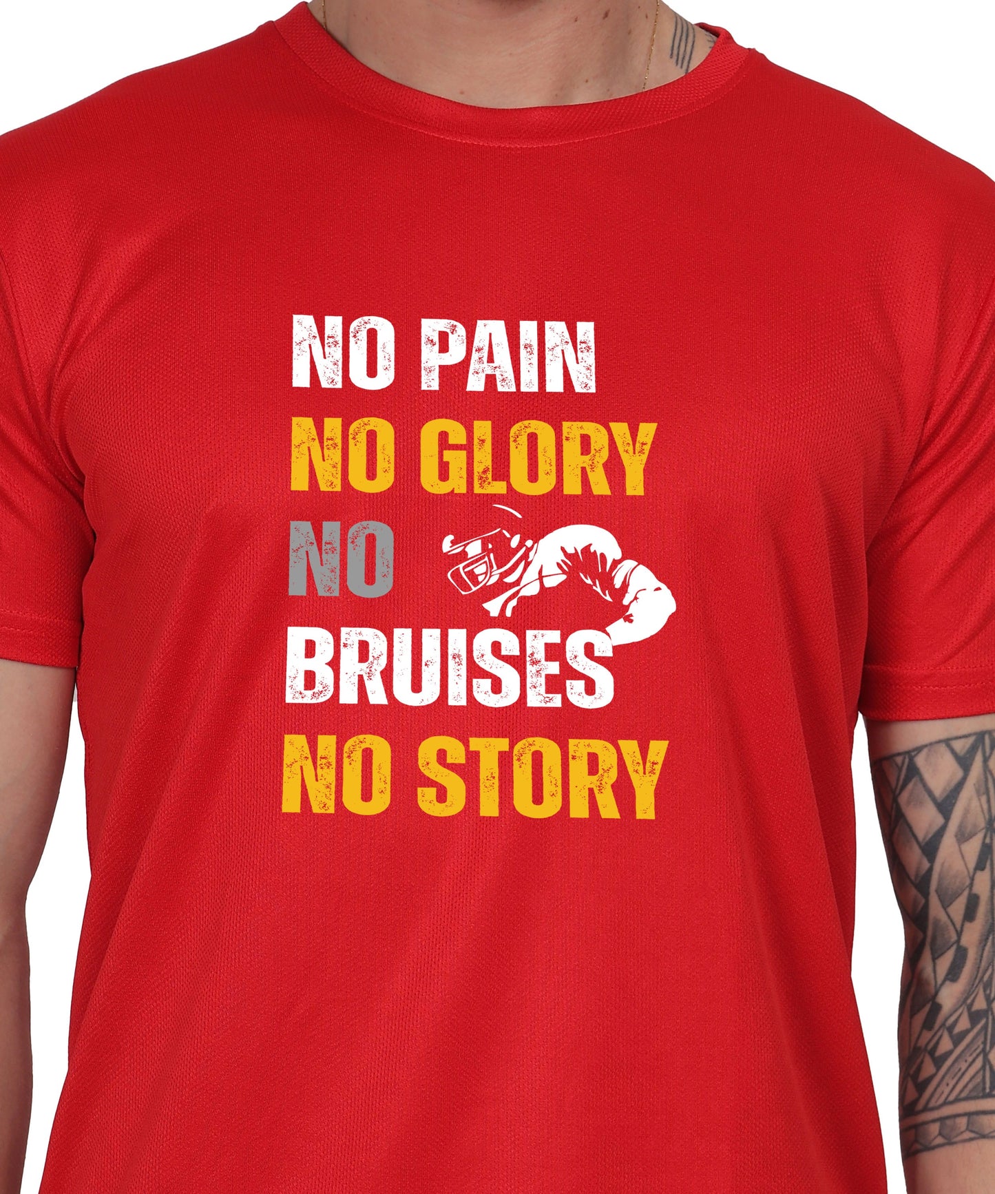 No Pain No Glory Soccer T-Shirt, Red, Short Sleeve Graphic Design, Athletic Casual Wear