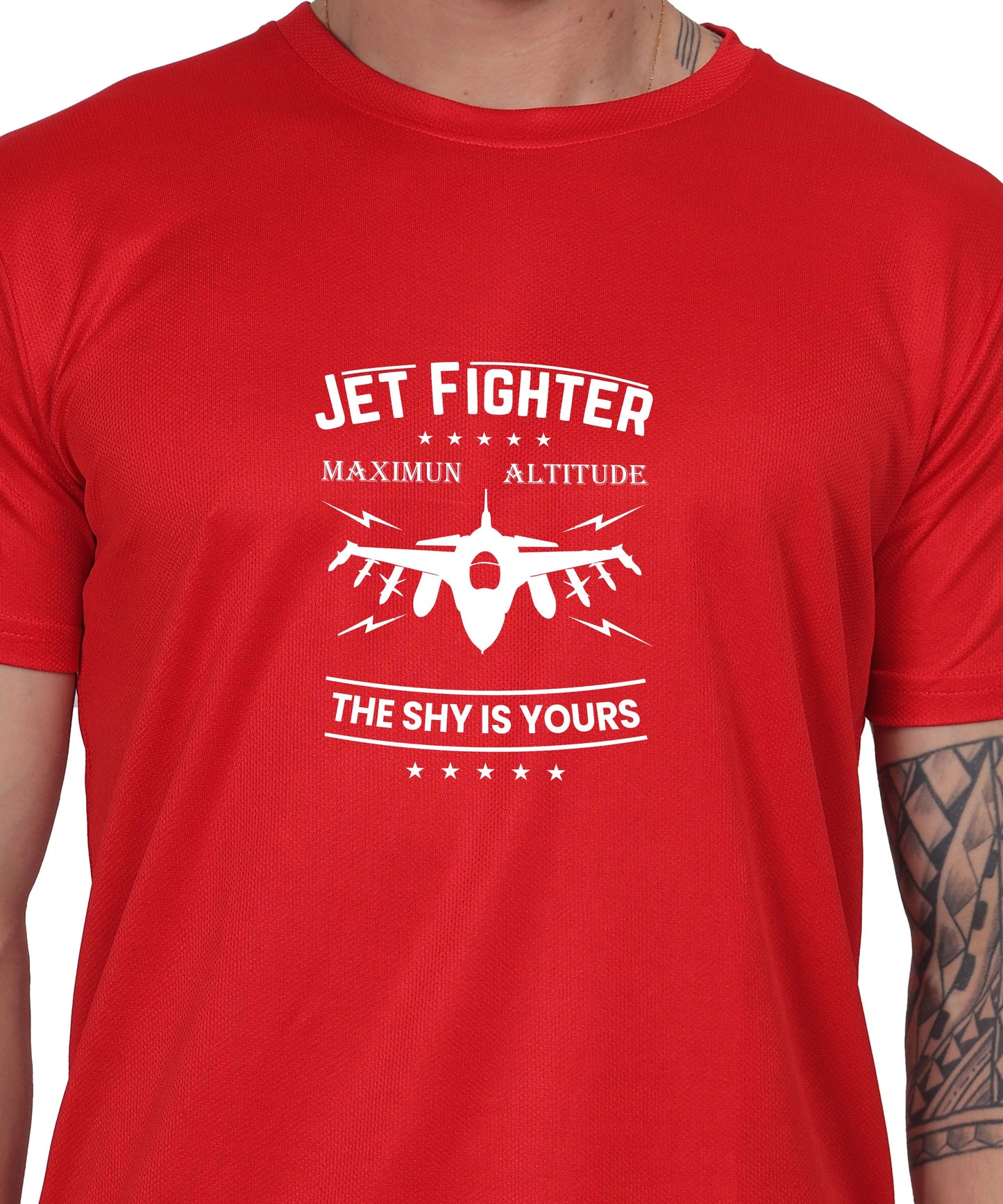 Jet Fighter Graphic T-Shirt, Maximum Altitude Design, Short Sleeve, Casual Wear