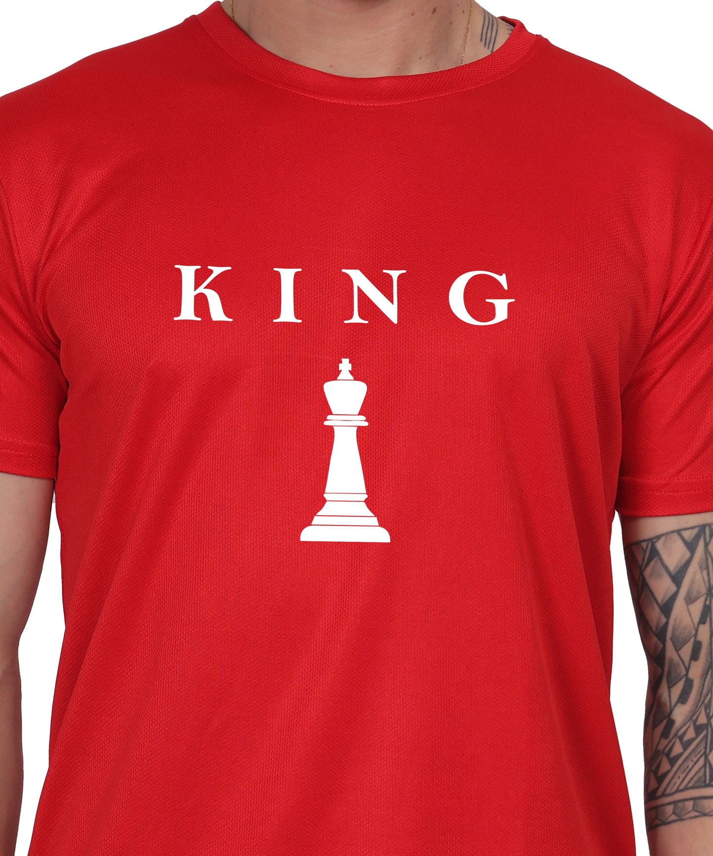 Chess King Graphic Print T-Shirt, Cotton, Round Neck, Short Sleeve, Regular Fit, Casual Wear
