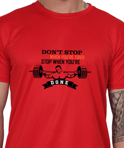 Motivational Gym Workout T-Shirt, Cotton, Short Sleeve, Regular Fit, Barbell Design